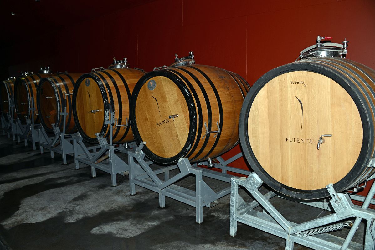 07-11 Wooden Wine Barrels On Our Wine Tour At Pulenta Estate Lujan de Cuyo Tour Near Mendoza